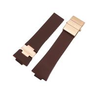 POYNMRE 25X12mm Silicone Watch Strap Compatible With Athens Observation Navigation 1183 Men's Women's Waterproof Compatible With Ulysse Nardin Rubber WatchBand(Brown rose gold)