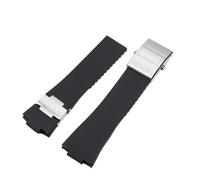 POYNMRE 25X12mm Silicone Watch Strap Compatible With Athens Observation Navigation 1183 Men's Women's Waterproof Compatible With Ulysse Nardin Rubber WatchBand(Black silver)