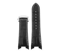 POYNMRE 26mm Cowhide Watch Strap Compatible With Rado Emperor Star R15762175 D-Star Genuine Leather Men's Folding Buckle Accessories(Coal Black)