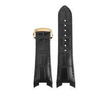 POYNMRE 26mm Cowhide Watch Strap Compatible With Rado Emperor Star R15762175 D-Star Genuine Leather Men's Folding Buckle Accessories(BLACK GRAY)