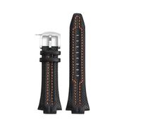 POYNMRE 27 * 15mm New Genuine Leather Watch Strap Compatible With Seiko Sportura SNL029P2 SNL021P1 SNA595P2 SNL017P1 Watchbands Bracelet Accessories(Black silver bucke)
