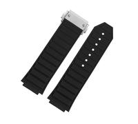 POYNMRE 27X19mm Black Silicone Rubber Band Compatible With King Power UNICO Big BANG Series Watch Strap Interface Bracelet Replacement +Tool(Black silver)