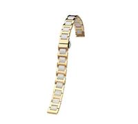 POYNMRE 6mm 8mm 10mm 12mm 14m Small Size Watchband Compatible With Casio Fossil Longines DW Swarovski Stainless Steel Women Watch Strap Bracelet(4101 gold white,14mm-width)