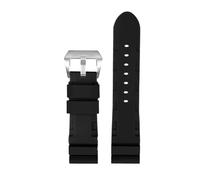 POYNMRE Black Blue Green Orange Watch Band Silicone Rubber Watchband Men's 22mm 24mm Compatible With Panerai 111 441 386 Sport Soft Strap(Black silver,24mm)