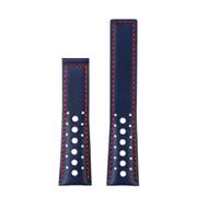 POYNMRE Black Blue Leather Watch Band Compatible With TAG HEUER Strap MONACO CARRERA Watchstrap Folding Buckle 22MM Straight Joint(Bluered-nobuckle)