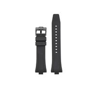 POYNMRE Black Blue Yellow Fluororubber Watch Accessories Compatible With Citizen MECHANICAL NJ0150 NJ0151 NJ0155 Rubber Watchband Strap(Black-Black)