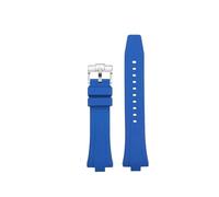 POYNMRE Black Blue Yellow Fluororubber Watch Accessories Compatible With Citizen MECHANICAL NJ0150 NJ0151 NJ0155 Rubber Watchband Strap(Blue-silver)