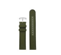 POYNMRE Black Green Khaki Canvas Watch Strap Compatible With Citizen CA4500/4503/4505 Soft And Comfortable Watchband 22MM(Green-Silver-A)