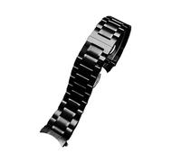 POYNMRE Black Precision Steel Watch Strap Compatible With Armani Knight Compatible With Citizen Compatible With Casio Watchband 20 22mm Curved Bracelet For Men Chain(3101 black,24mm)