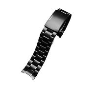 POYNMRE Black Precision Steel Watch Strap Compatible With Armani Knight Compatible With Citizen Compatible With Casio Watchband 20 22mm Curved Bracelet For Men Chain(3103 black,24mm)