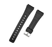 POYNMRE Bracelet Compatible With Casio W800H A158/168 AE1200/1300 Silicone Watchband Compatible With SGW400 F91W F84 F105/108 Rubber Strap 16 18 20mm 22mm(Black-silver,16mm)