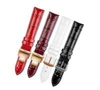POYNMRE Bright Cowhide Watchband Soft Watch Belt 12mm 14mm 16mm 18mm Ladies Genuine Leather Strap Compatible With Casio Citizen Fossil Purple White(Blue-rose gold pin,18mm)