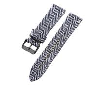 POYNMRE Canvas Leather Watch Band 18mm 20mm 22mm Universal Strap Tweed Nylon Women Men Bracelet Soften Wrist Outdoor Belt(Blue White-Black,18mm)