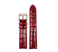 POYNMRE Compatible With Any Crocodile Texture Calfskin Leather Watchband 18mm 20mm 22mm Blue Green Brown Grey Men's Watch Strap Accessories(Red Rose gold,22mm)