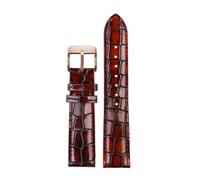 POYNMRE Compatible With Any Crocodile Texture Calfskin Leather Watchband 18mm 20mm 22mm Blue Green Brown Grey Men's Watch Strap Accessories(Brown Rose gold,22mm)