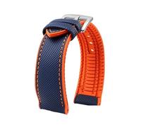 POYNMRE Compatible With Breitling Omega IWC Mark Nylon Yellow Rubber Bottom Watch Strap 20mm 22mm 23 24mm Men Waterproof Wrist Band Watchband(Blue Orange silver A,20mm)