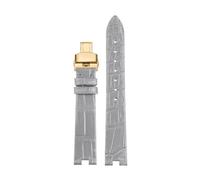 POYNMRE Compatible With Cartier White Balloon Series Crocodile Watch Band Female Notch Granny Grey WGBL005 WJBL0008 16mm Genuine Alligator Wristband(White Light Pin)