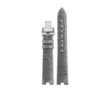 POYNMRE Compatible With Cartier White Balloon Series Crocodile Watch Band Female Notch Granny Grey WGBL005 WJBL0008 16mm Genuine Alligator Wristband(Olive Flak)