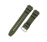 POYNMRE Compatible With Casio AQ-S800W AEQ-110W F-108WH MRW-200h 18mm Solid Stainless Steel Buckle Square Resin Silicone Watch Strap(Army Green-Steel-K5)
