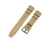 POYNMRE Compatible With Casio AQ-S800W AEQ-110W F-108WH MRW-200h 18mm Solid Stainless Steel Buckle Square Resin Silicone Watch Strap(Khaki-Black-K5)