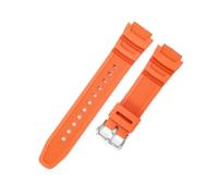 POYNMRE Compatible With Casio AQ-S800W AEQ-110W F-108WH MRW-200h 18mm Solid Stainless Steel Buckle Square Resin Silicone Watch Strap(Orange-Steel-K5)