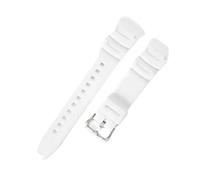 POYNMRE Compatible With Casio AQ-S800W AEQ-110W F-108WH MRW-200h 18mm Solid Stainless Steel Buckle Square Resin Silicone Watch Strap(White-Steel-K5)