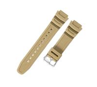 POYNMRE Compatible With Casio AQ-S800W AEQ-110W F-108WH MRW-200h 18mm Solid Stainless Steel Buckle Square Resin Silicone Watch Strap(Khaki-Steel-K5)