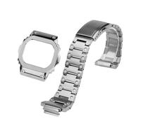 POYNMRE Compatible With Casio DW5600 GW-B5600 GW-M5610 Modified Solid Stainless Steel Case Strap Metal Bracelet Watch Chain Men(Silver strap-case,For GW-B5600)