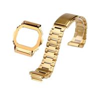 POYNMRE Compatible With Casio DW5600 GW-B5600 GW-M5610 Modified Solid Stainless Steel Case Strap Metal Bracelet Watch Chain Men(Gold strap-case,For DW-5600)