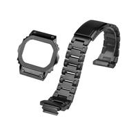 POYNMRE Compatible With Casio DW5600 GW-B5600 GW-M5610 Modified Solid Stainless Steel Case Strap Metal Bracelet Watch Chain Men(Black strap-case,For GW-B5600)