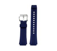 POYNMRE Compatible With Casio Edifice Series ECB-10YP ECB-10YPB ECB-10YP-1A ECB-950 Silicone Rubber Watch Strap Waterproof Wristband Balck Blue 20mm(Blue-silver)