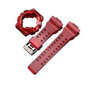 POYNMRE Compatible With Casio G-SHOCK GA-100/110/120/140 GD-100/110/120 GAX-100 GLS-100 TPU Resin Watch Strap Case Men Sport Bezel Band Bracelet(Red)