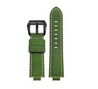 POYNMRE Compatible With CASIO GST-B400/ GST-B200 Wrist Strap Leather Watch Belt Cowhide Watchband Accessories 24 * 14mm Convex 24 * 16(Army green black,16mm)