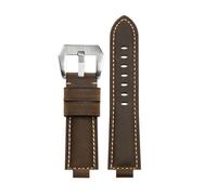 POYNMRE Compatible With CASIO GST-B400/ GST-B200 Wrist Strap Leather Watch Belt Cowhide Watchband Accessories 24 * 14mm Convex 24 * 16(Dark brown Silver,14mm)