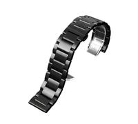 POYNMRE Compatible With Casio PRG-600YB/PRG-650/PRW-6600 GA2000 Stainless Steel Strap 24mm Men's Black Metal Solid Wrist Watch Band Bracelet(A Black)