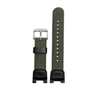 POYNMRE Compatible With Casio SGW-100 SGW-100-1V/2B Resin Silicone Rubber Watch Strap Waterproof Sports Nylon Canvas SGW100 Bracelet Accessories(Nylon green-silver)
