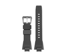 POYNMRE Compatible With Casio Steel Heart GST-B400 Series Modified Resin Silicone Watch Strap Teel Upgraded Ring Pattern Buckle(Black black)