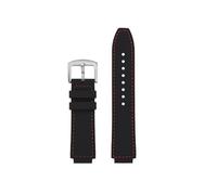 POYNMRE Compatible With Casio Watch DW-H5600 DW H5600 AE1200 AE1300 AE1500 W-218H Silicone Strap Rubber Waterproof Watchband Bracelet 18mm(Red line-silver)