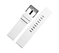 POYNMRE Compatible With DIESEL Genuine Leather Strap DZ7311 DZ7332 DZ4318 DZ4323 Watch Band Black Brown White Men's Bracelet 22mm 24mm 26mm 28mm 30m(White black buckle,22mm)