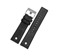 POYNMRE Compatible With DIESEL Genuine Leather Strap DZ7311 DZ7332 DZ4318 DZ4323 Watch Band Black Brown White Men's Bracelet 22mm 24mm 26mm 28mm 30m(Black Silver rivet,27mm)