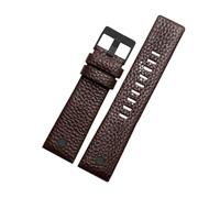 POYNMRE Compatible With DIESEL Genuine Leather Strap DZ7311 DZ7332 DZ4318 DZ4323 Watch Band Black Brown White Men's Bracelet 22mm 24mm 26mm 28mm 30m(Brown black rivet,27mm)