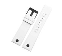 POYNMRE Compatible With DIESEL Genuine Leather Strap DZ7311 DZ7332 DZ4318 DZ4323 Watch Band Black Brown White Men's Bracelet 22mm 24mm 26mm 28mm 30m(White black rivet,30mm)