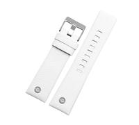POYNMRE Compatible With DIESEL Genuine Leather Strap DZ7311 DZ7332 DZ4318 DZ4323 Watch Band Black Brown White Men's Bracelet 22mm 24mm 26mm 28mm 30m(White silver rivet,28mm)