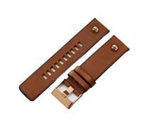 POYNMRE Compatible With Diesel Vintage Cowhide Strap Men's DZ4343 DZ7417 DZ4318 DZ7257 Brown Black Edge Genuine Leather Watchband 22 24 26mm(Brown -RG rivet,22mm)