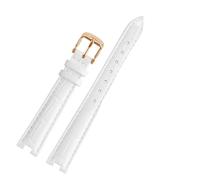 POYNMRE Compatible With Gucci YA141401 YA141505 YA1414 YA1415 12-4 14-5m Notch Soft Cowhide Leather Women Watch Strap Chain White Pink Watchband(White-rose gold pin,12-4mm)