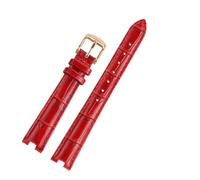 POYNMRE Compatible With Gucci YA141401 YA141505 YA1414 YA1415 12-4 14-5m Notch Soft Cowhide Leather Women Watch Strap Chain White Pink Watchband(Red-rose gold pin,14-5mm)