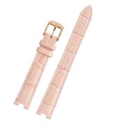 POYNMRE Compatible With Gucci YA141401 YA141505 YA1414 YA1415 12-4 14-5m Notch Soft Cowhide Leather Women Watch Strap Chain White Pink Watchband(Pink-rose gold pin,14-4mm)