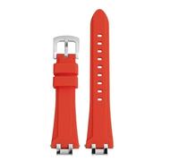 POYNMRE Compatible With MAURICE LACROIX AIKON Rubber Strap Connector AI1008 Bracelet Quick Release Metal Steel Head Silicone Watch Band(Red silver pin)