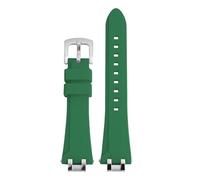 POYNMRE Compatible With MAURICE LACROIX AIKON Rubber Strap Connector AI1008 Bracelet Quick Release Metal Steel Head Silicone Watch Band(Green silver pin)