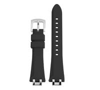 POYNMRE Compatible With MAURICE LACROIX AIKON Rubber Strap Connector AI1008 Bracelet Quick Release Metal Steel Head Silicone Watch Band(Black silver pin)